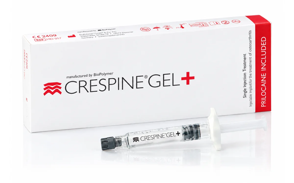 Faltschachtel und Fertigspritze Crespine Gel+